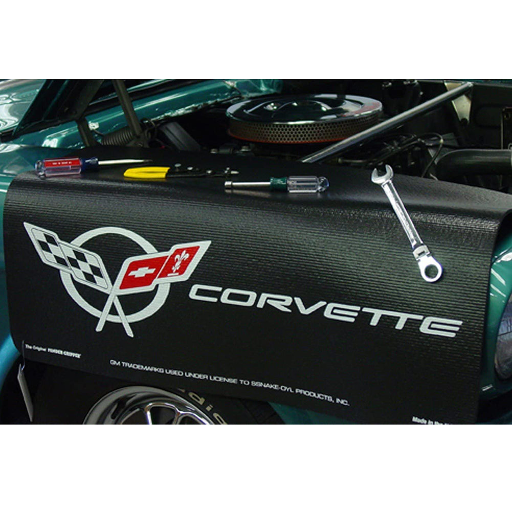 Corvette Original Fender Gripper Mat with C5 Crossed Flags Logo