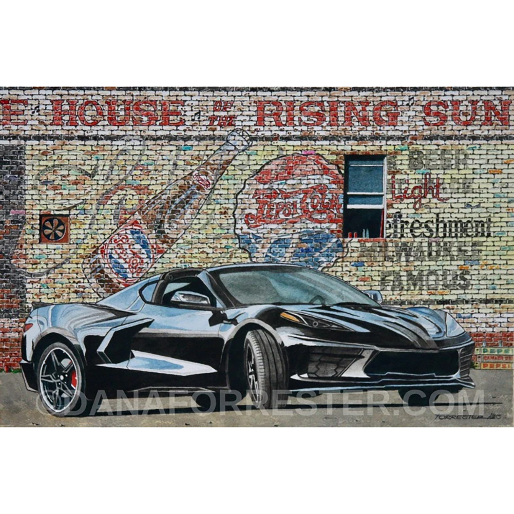 Dana Forrester Corvette Print "House of the Rising Sun” - Black C8