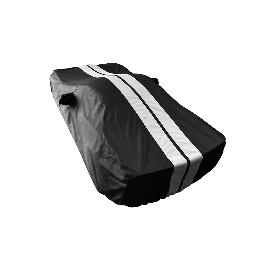 Corvette Ultraguard Plus Car Cover - Indoor/Outdoor Protection - Black W/ Gray Stripes : 2005-2013 C6, Z06, ZR1, Grand Sport