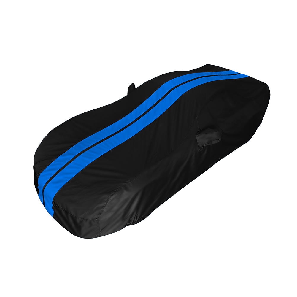 Corvette Ultraguard Plus Car Cover - Indoor/Outdoor Protection - Black W/ Blue Stripes : 2005-2013 C6, Z06, ZR1, Grand Sport