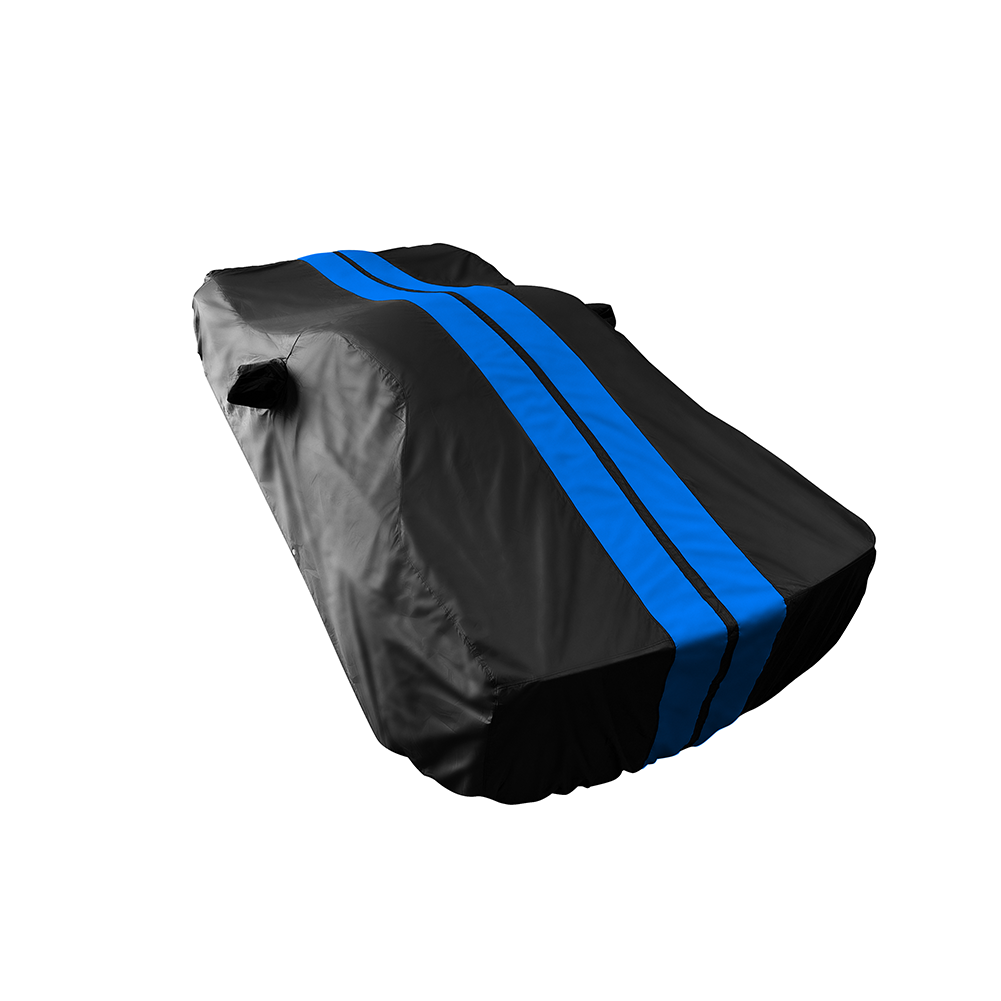 Corvette Ultraguard Plus Car Cover - Indoor/Outdoor Protection - Black W/ Blue Stripes : 2005-2013 C6, Z06, ZR1, Grand Sport