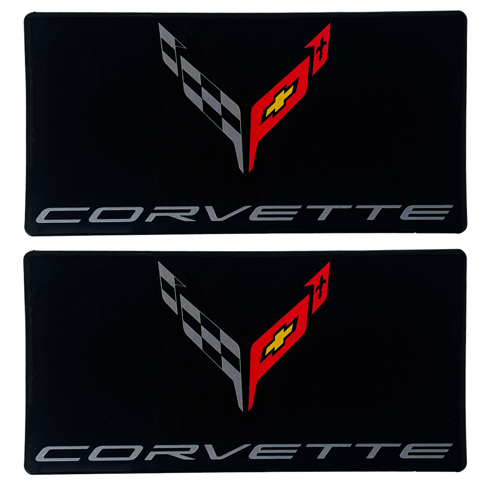 C8 Corvette Logo Sun Visor Label Cover Decal - Set of 2 Domed : 2020 - 2025