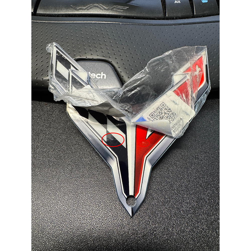 C8 Corvette Crossed Flag Waterfall Emblem 4.5" X 4.5" (Blem)