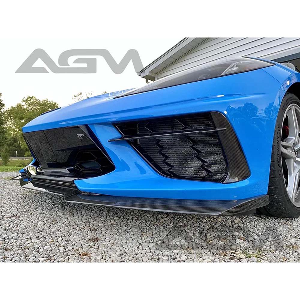 C8 Corvette AGM Corvette Visible Carbon Fiber “5VM” Style Front Splitter