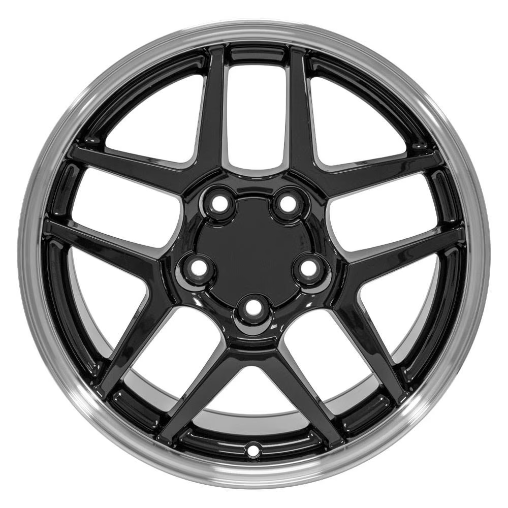 C5 Corvette Z06 Style Reproduction Wheels : Black With Machined Lip