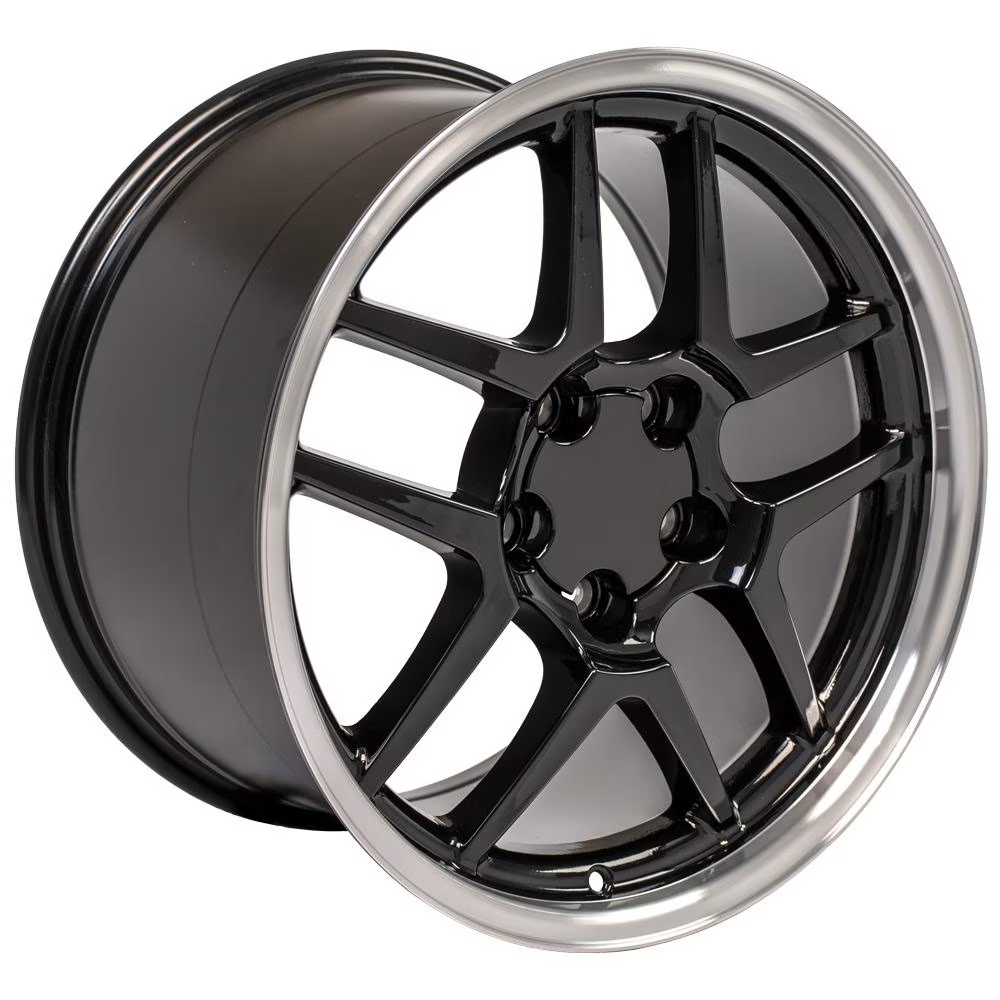 C5 Corvette Z06 Style Reproduction Wheels : Black With Machined Lip