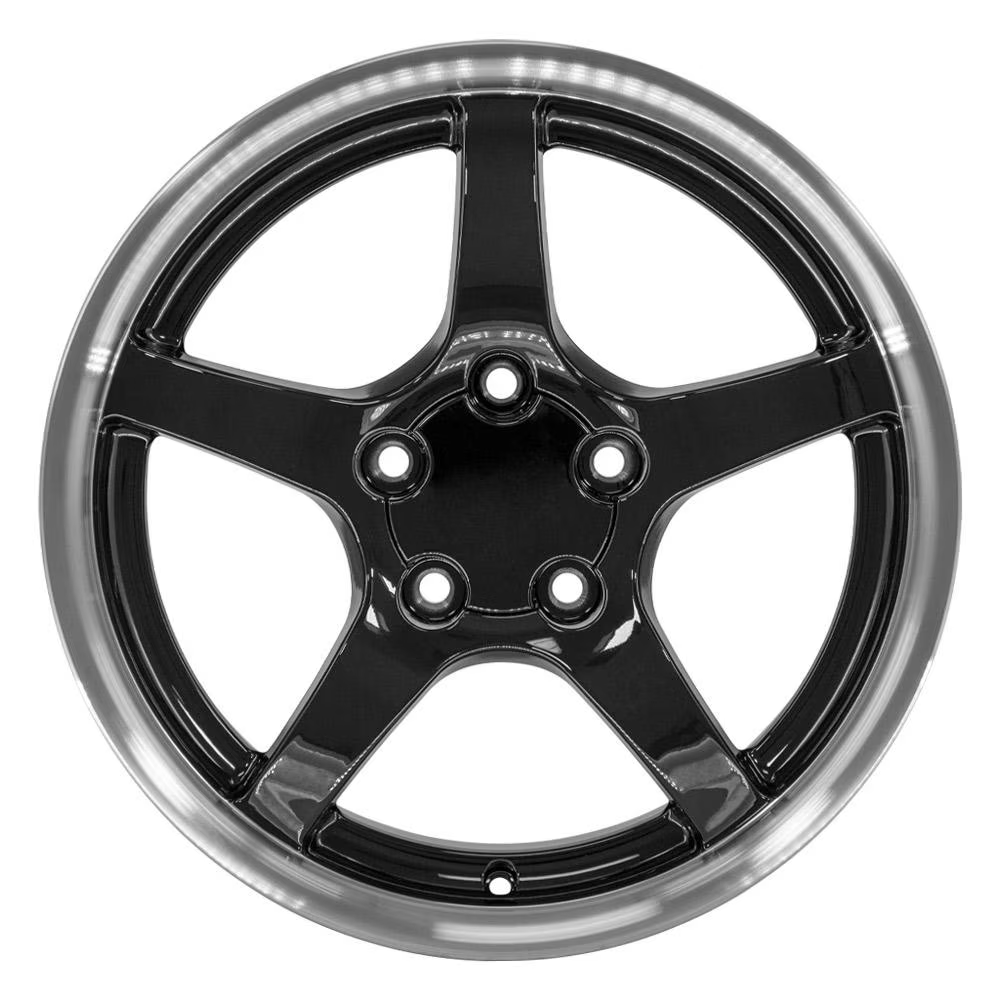 C5 Corvette 00-04 Style Reproduction Wheels : Black With Machined Lip