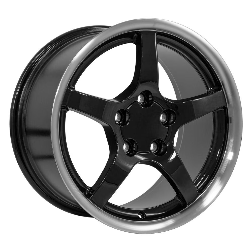 C5 Corvette 00-04 Style Reproduction Wheels : Black With Machined Lip