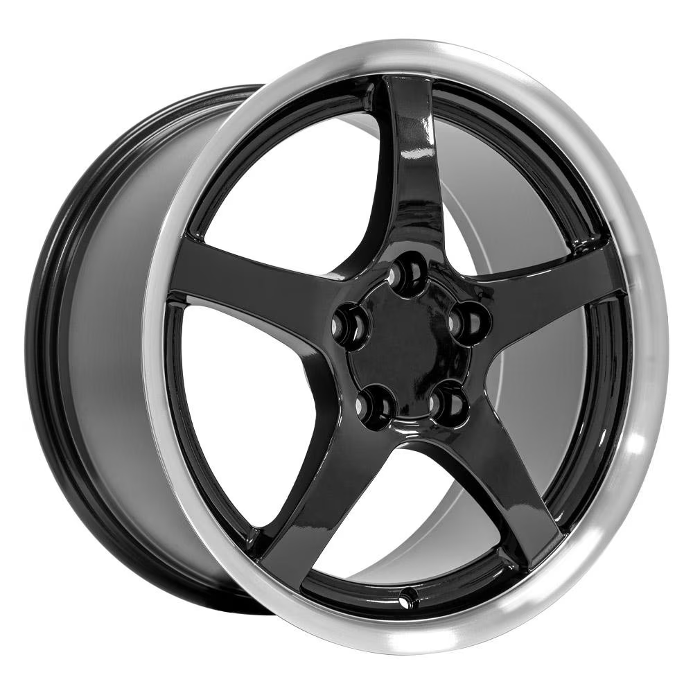 C5 Corvette 00-04 Style Reproduction Wheels : Black With Machined Lip