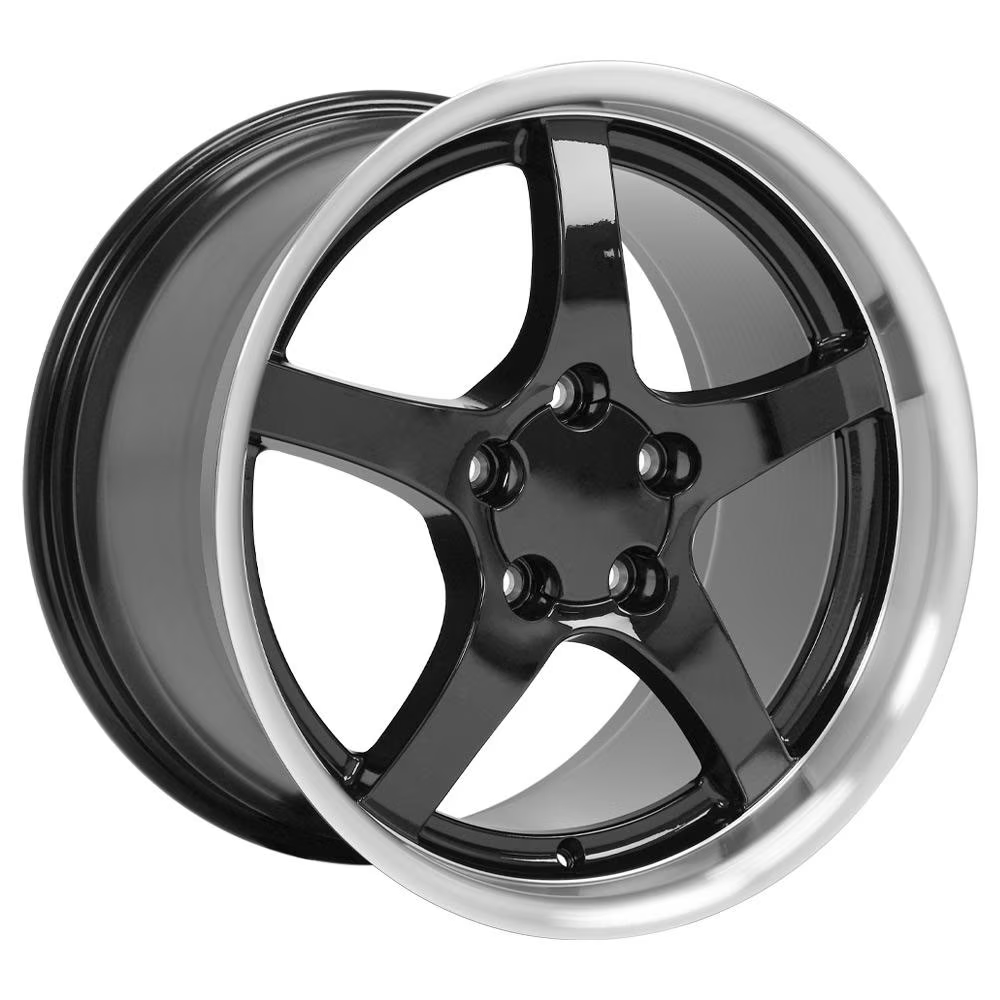 C5 Corvette 00-04 Style Reproduction Wheels : Black With Machined Lip