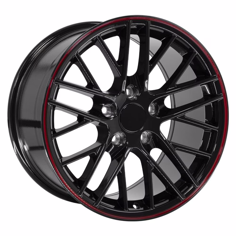 C6 Corvette ZR1 Style Reproduction Wheels : Gloss Black With Red Stripe