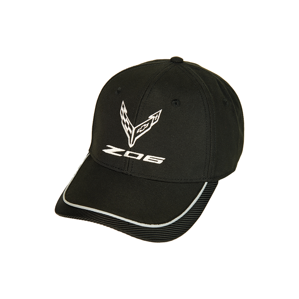 C8 Z06 Corvette Silver Accent Hat / Cap : Black