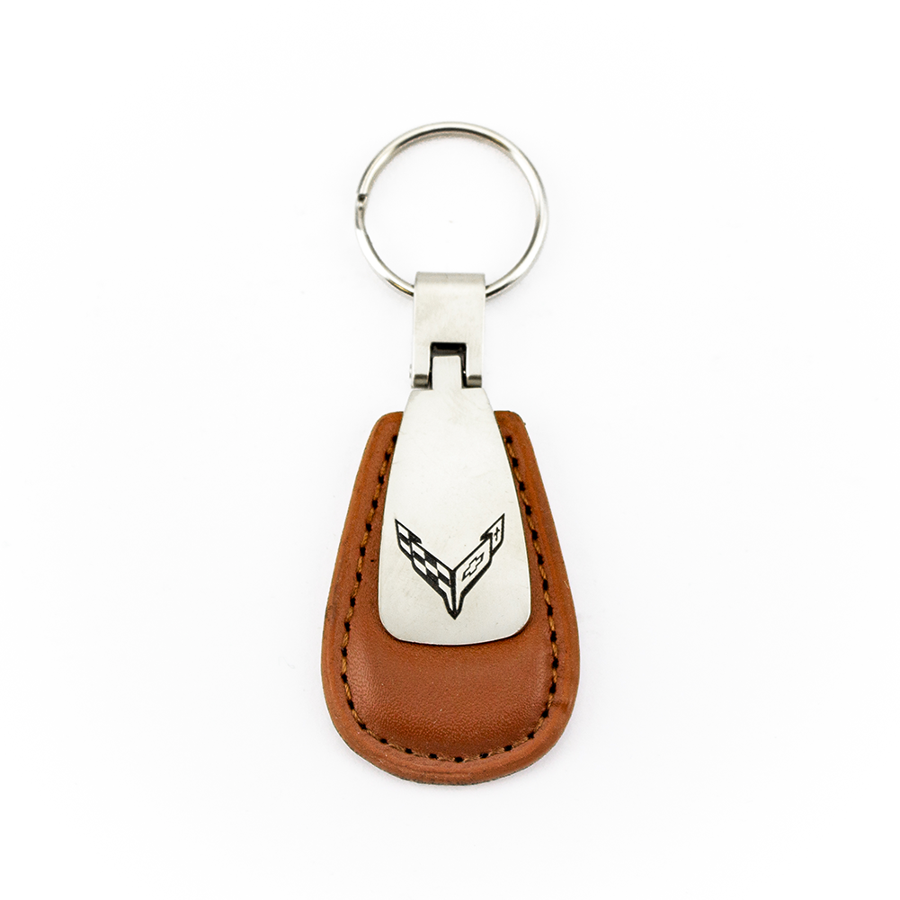 Corvette Leather Teardrop Keychain : C8 2020-2025