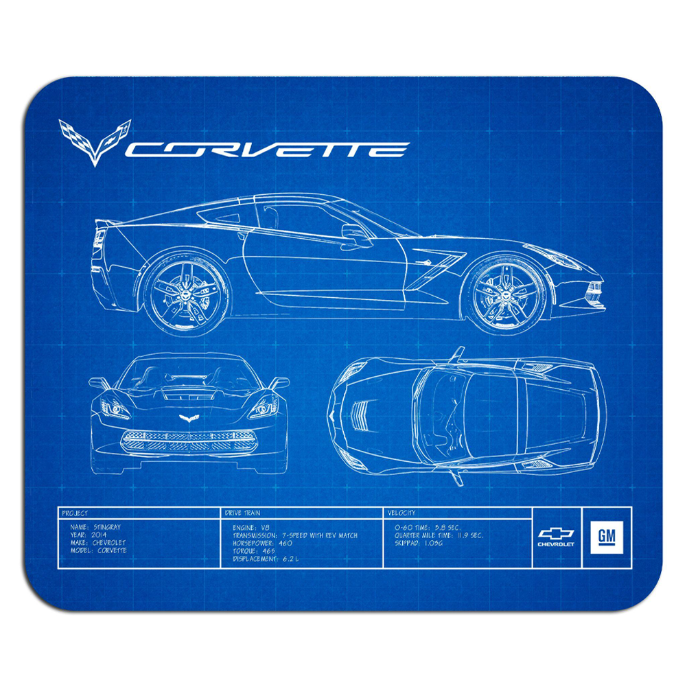 C7 Corvette Stingray Blueprint Mouse Pad