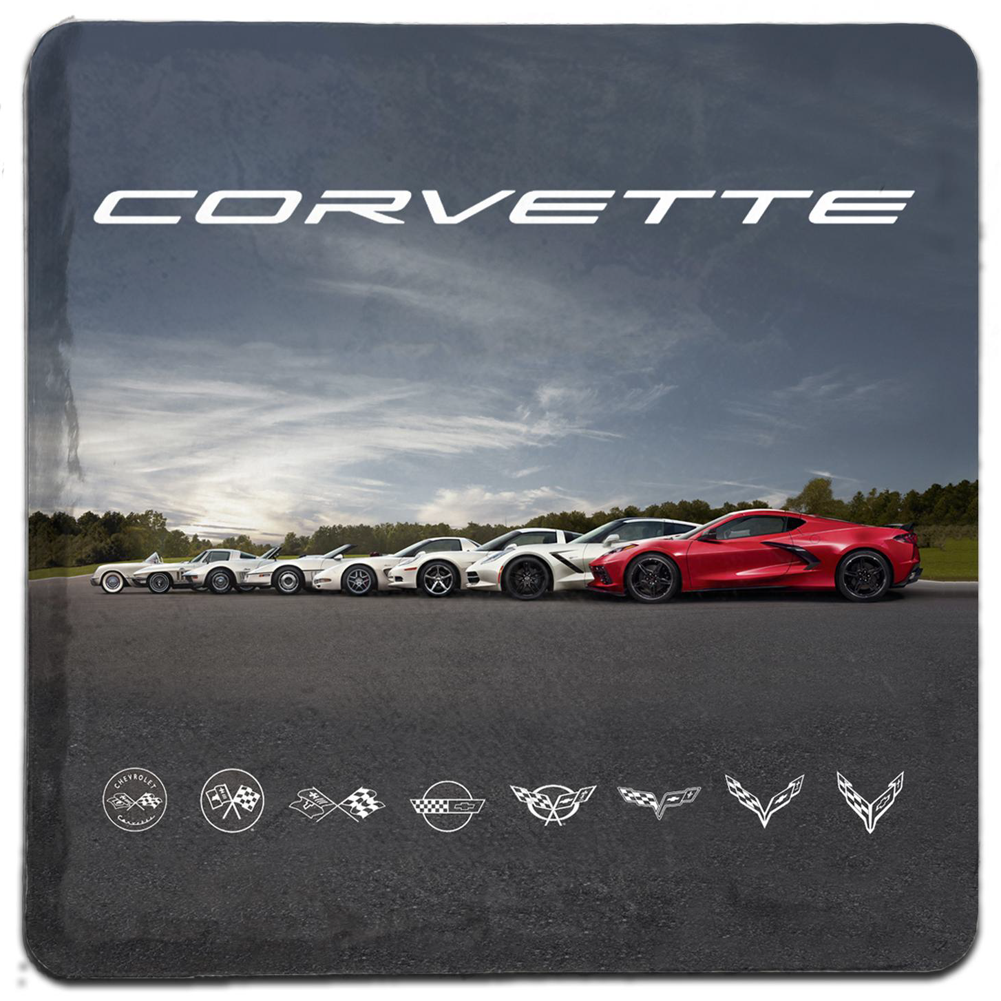 Corvette 4"x4" Generations Stone Tile Coaster : Each