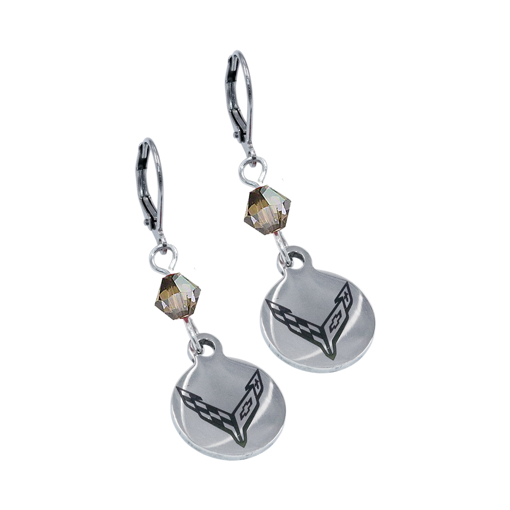 C8 Corvette Crystal Earrings : Stainless Steel