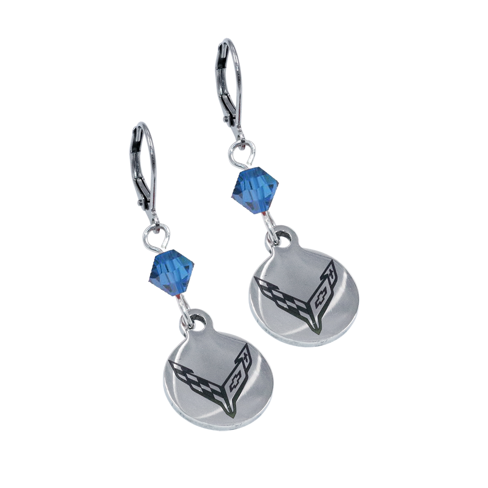 C8 Corvette Crystal Earrings : Stainless Steel