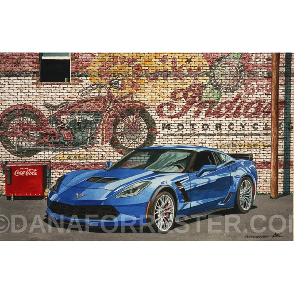 Dana Forrester Corvette Print "Laguna Indian” - C7 Z06 Laguna Blue