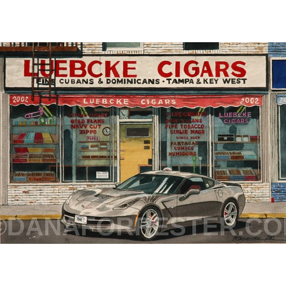 Dana Forrester Corvette Print "Luebcke Cigars” - C7 Shark Gray Coupe