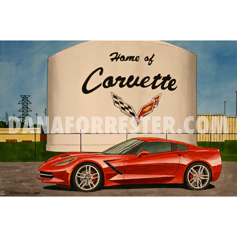 Dana Forrester Corvette Print "Origin of the Species” - C7 Stingray Torch Red