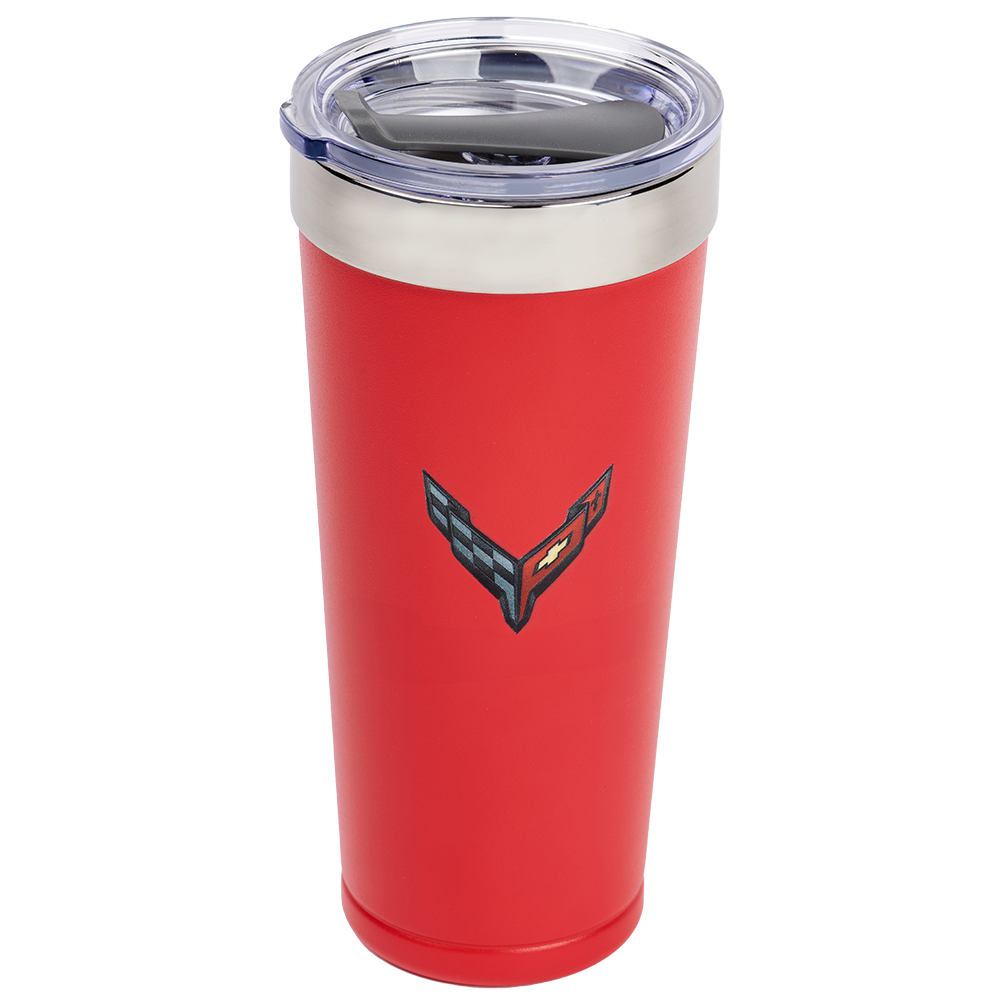 C8 Corvette Polar Tumbler 20 oz Multi-Colored Logo : Red Powder Coated