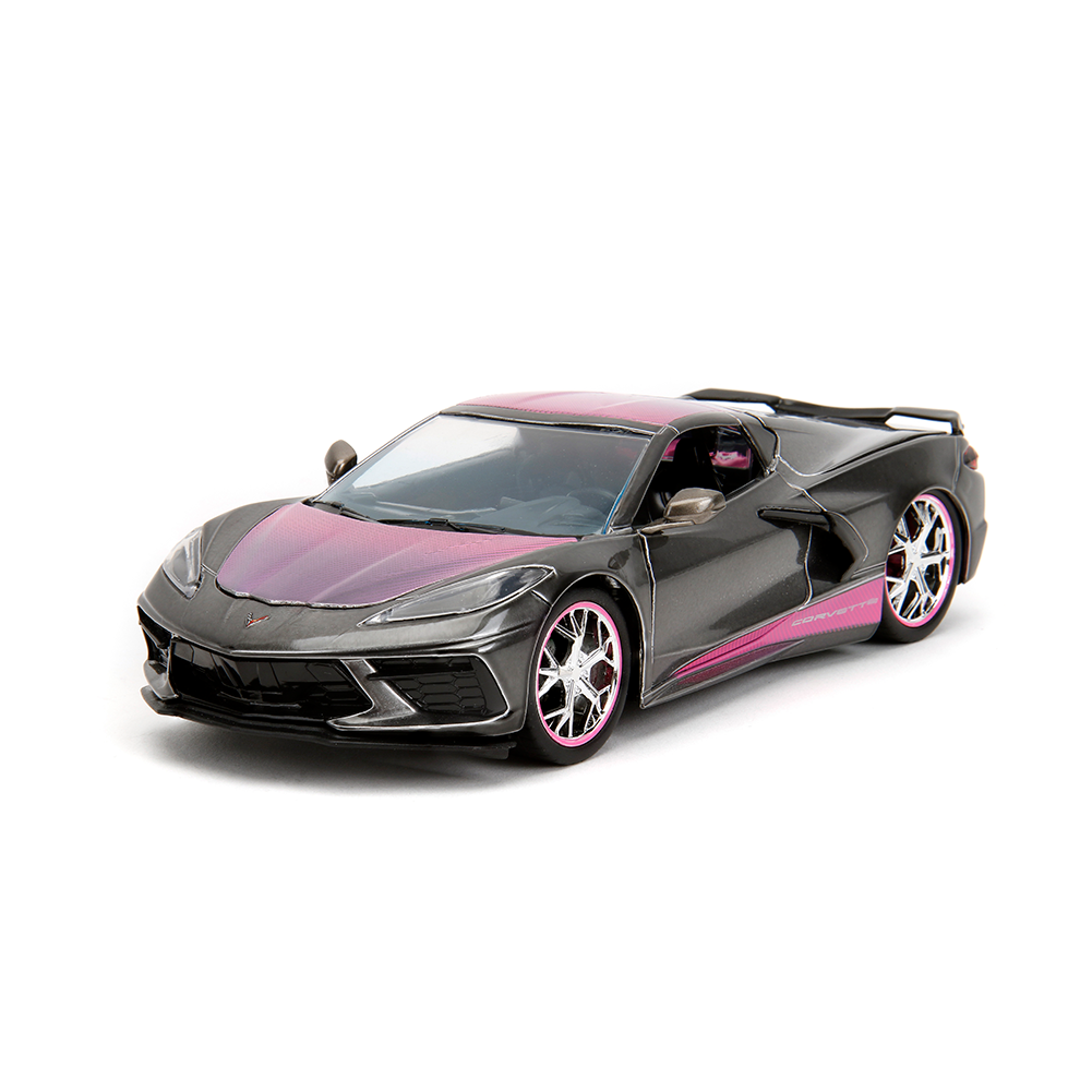 C8 Corvette Stingray Pink Slip Die Cast 1:24 - Grey/Bright Pink