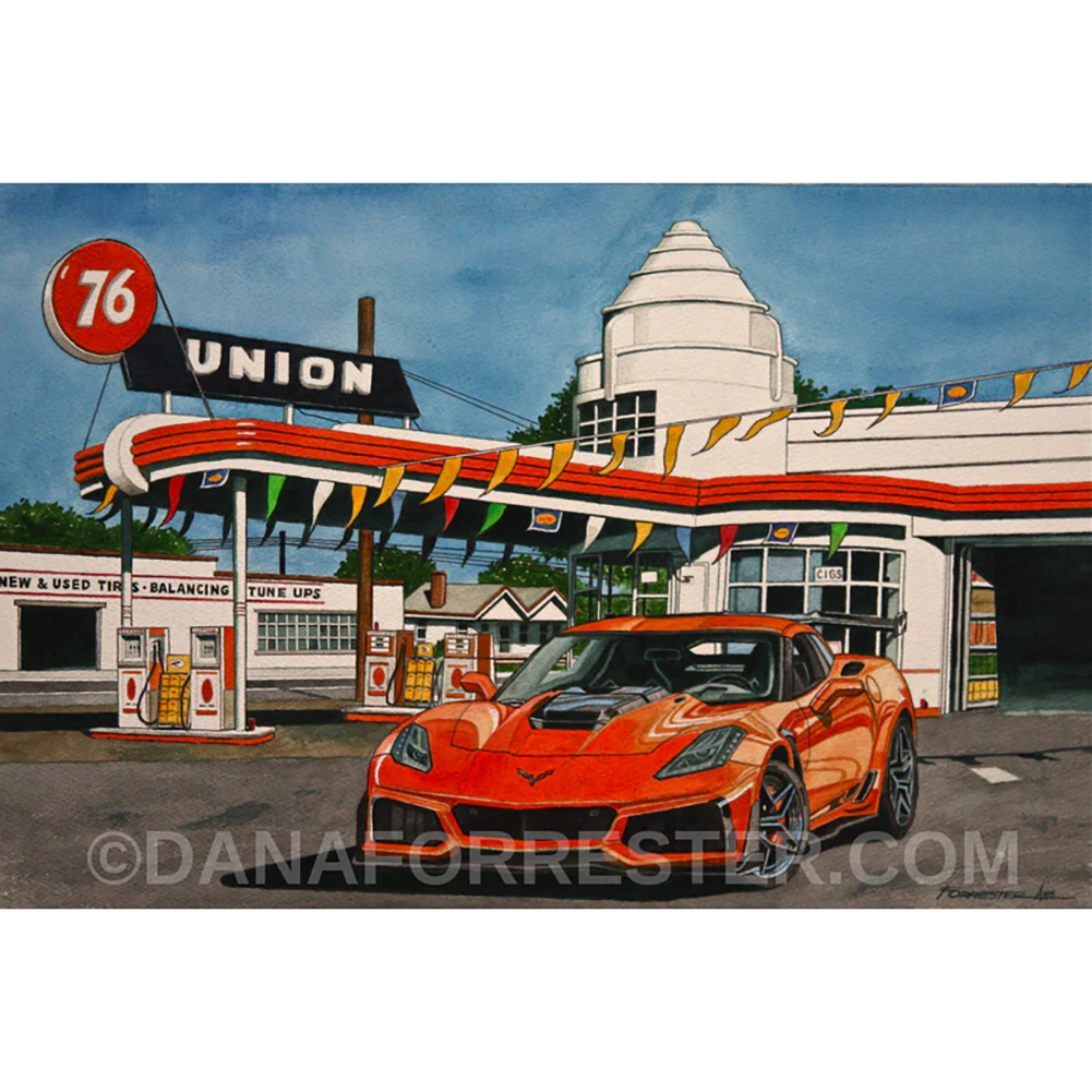 Dana Forrester Corvette Print "The Pinnacle” - Sebring Orange C7 ZR1