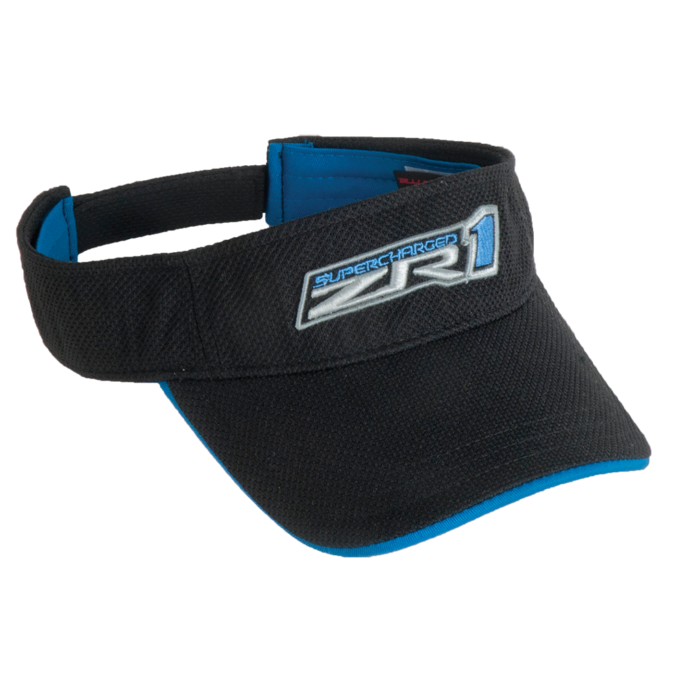 C6 ZR1 Corvette - Visor Embroidered : Black/Blue