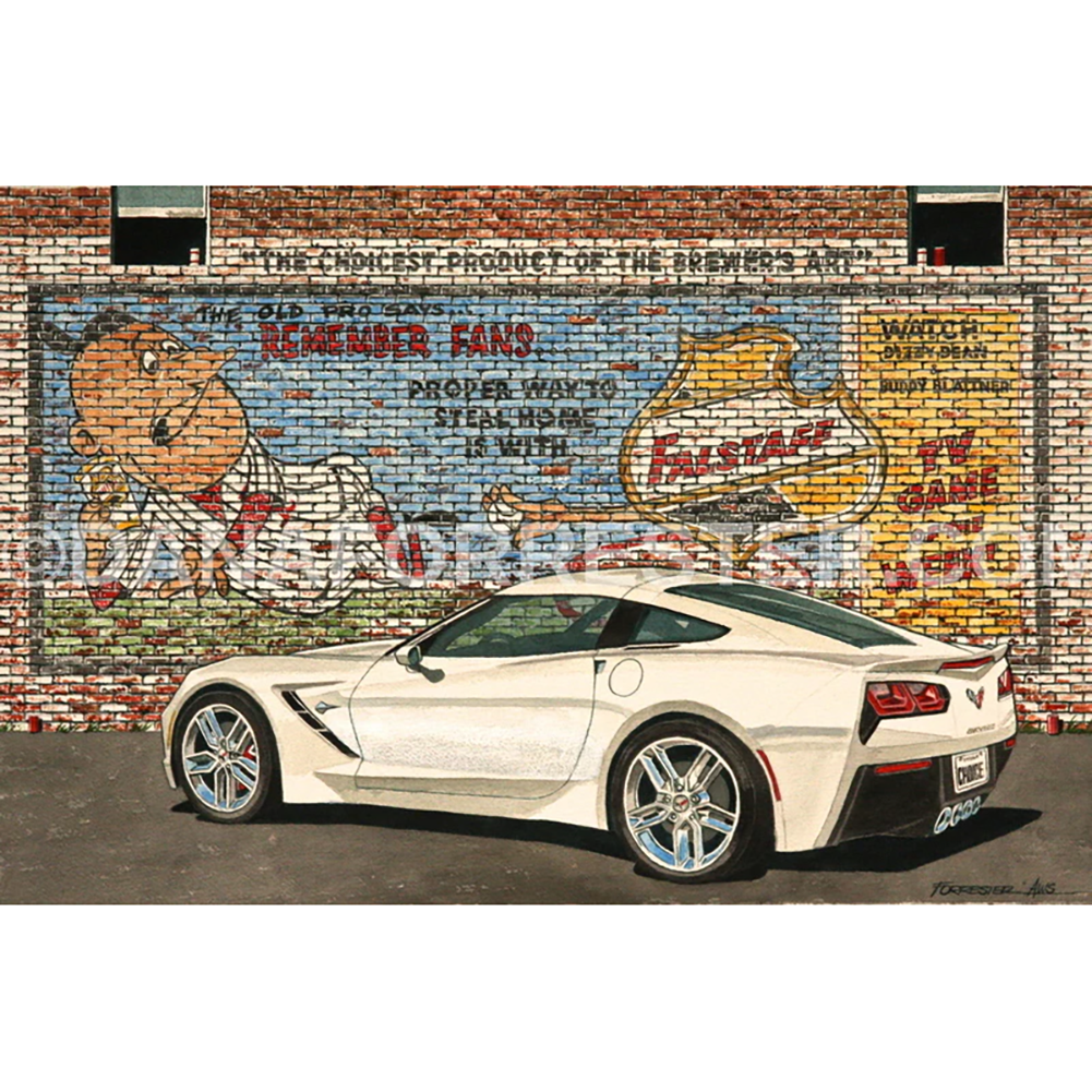 Dana Forrester Corvette Print "White Falstaff” - C7 Stingray Arctic White