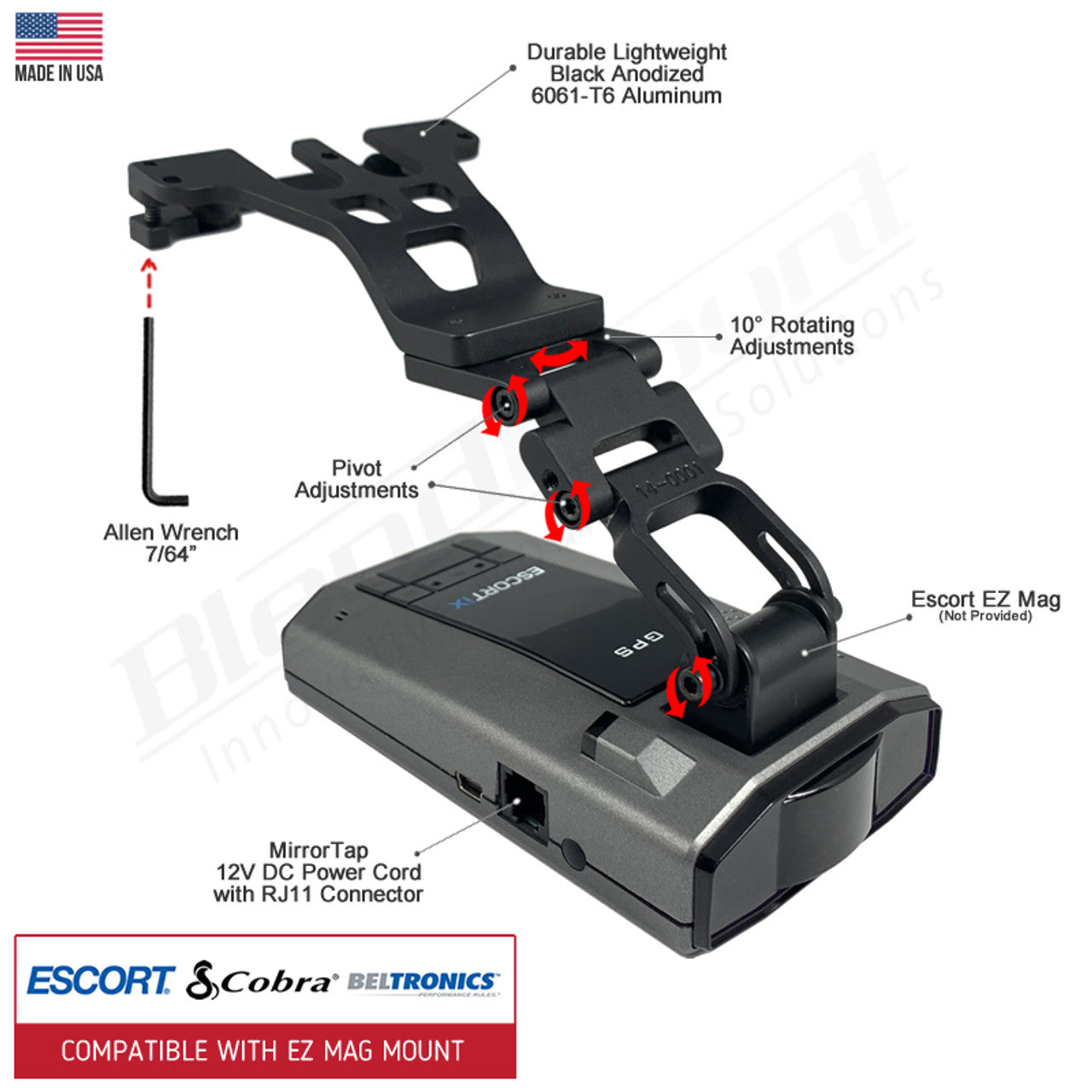 C8 Corvette Radar Detector EZ Mag Mount for Escort, Beltronics