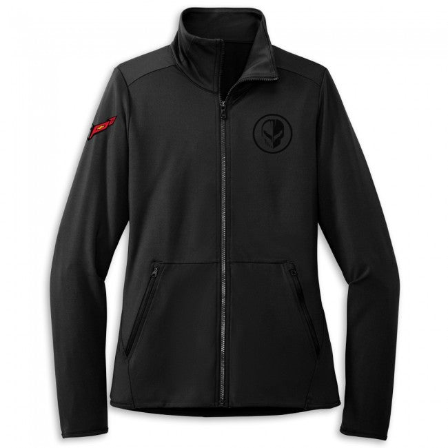 C8 Corvette Racing Ladies Stretch Full Zip Fleece: Black