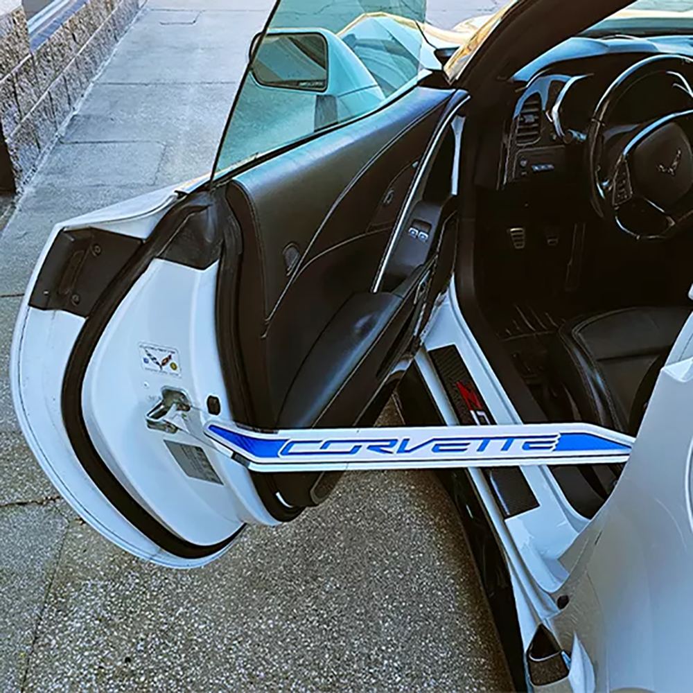 Corvette Door Prop Polished/Brushed Stainless Corvette w/ Choice of Carbon Fiber Inlay: C7 2014-2019