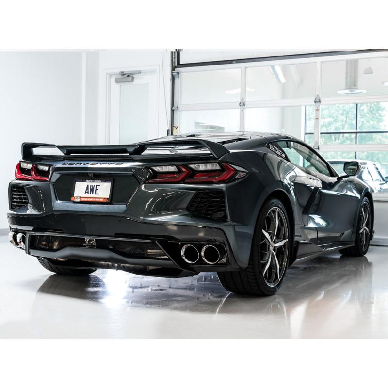 AWE Tuning 2020 Chevrolet Corvette (C8) Touring Edition Exhaust - Quad Chrome Silver Tips