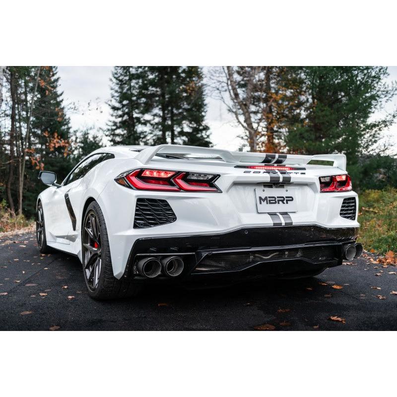 MBRP 20-23 Chevrolet Corvette C8 3in Cat Back Quad Split Rear Exit w/ Carbon Fiber Tips - T304