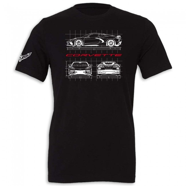 C8 Corvette Blueprint Tee : Black