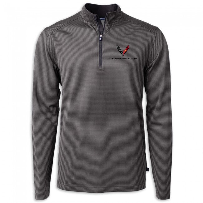 C8 Corvette Micro Stripe Quarter Zip : Gray