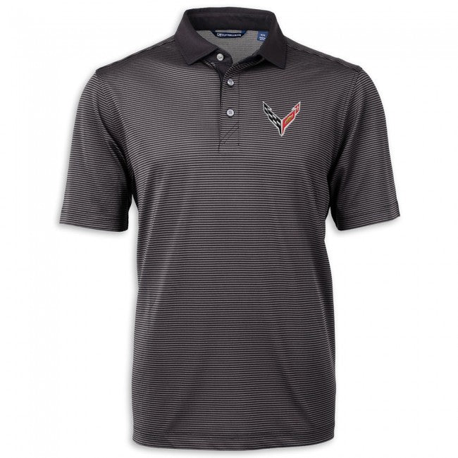 C8 Corvette Cutter & Buck Micro Stripe Polo - Black