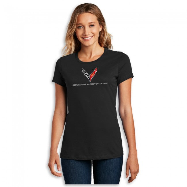 C8 Corvette Ladies Signature Tee : Black