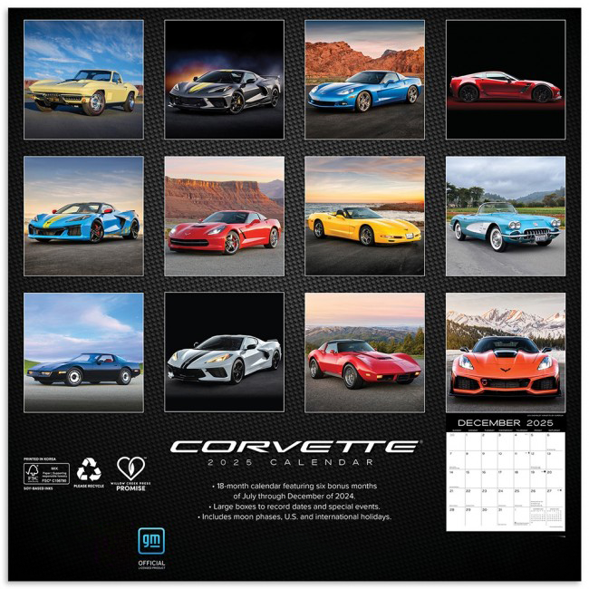 Corvette 2025 18 Month Calendar