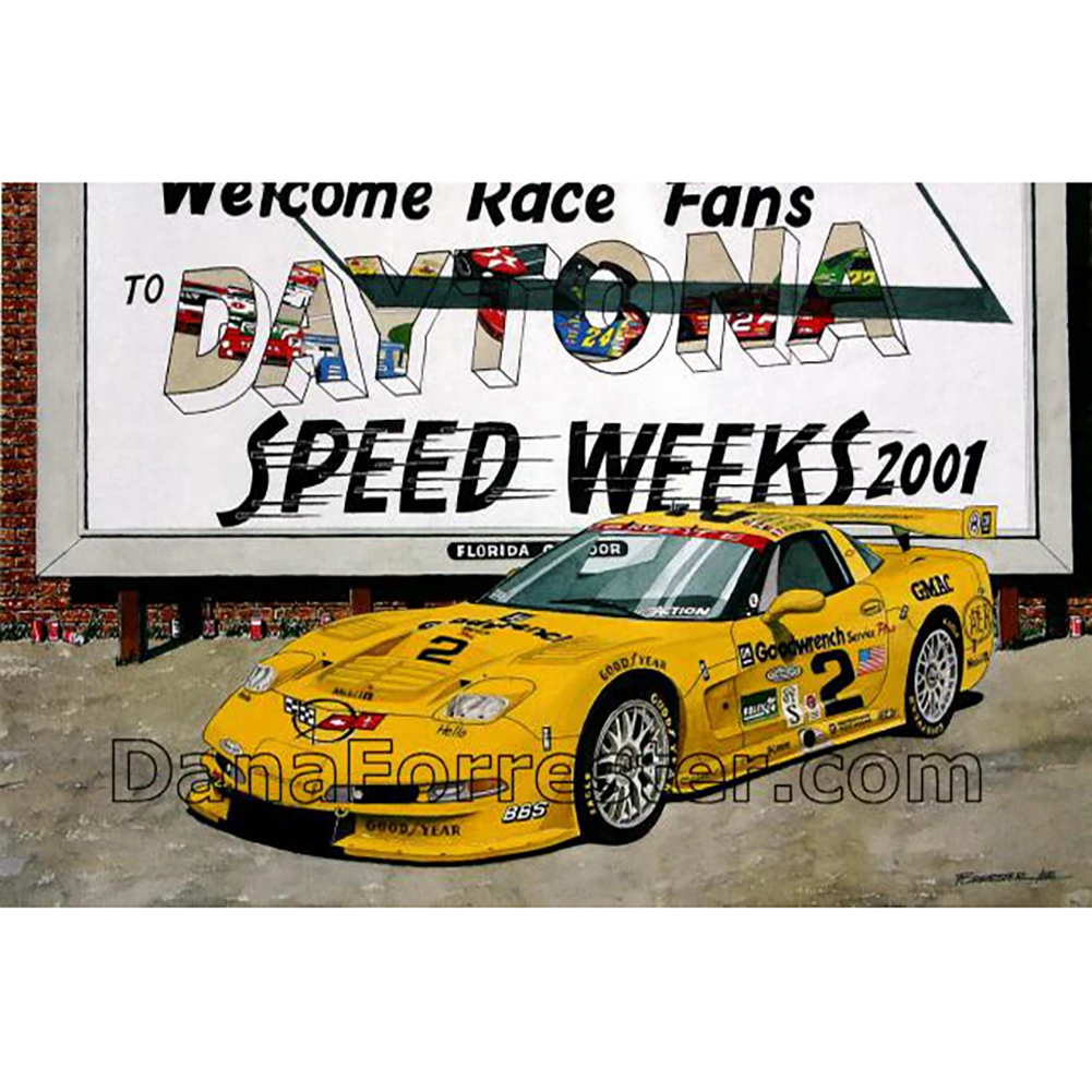 Dana Forrester Corvette Print "Daytona Victor” - C5R Yellow