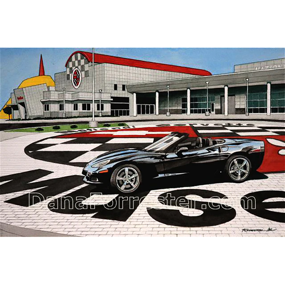 Dana Forrester Corvette Print "High Noon” - C6 Convertible Black