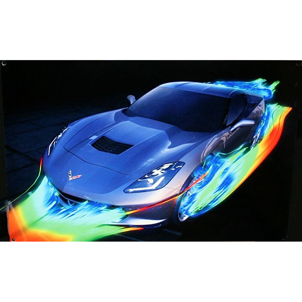 C7 Corvette Gray Wind Tunnel Metal Sign - 18" x 12"