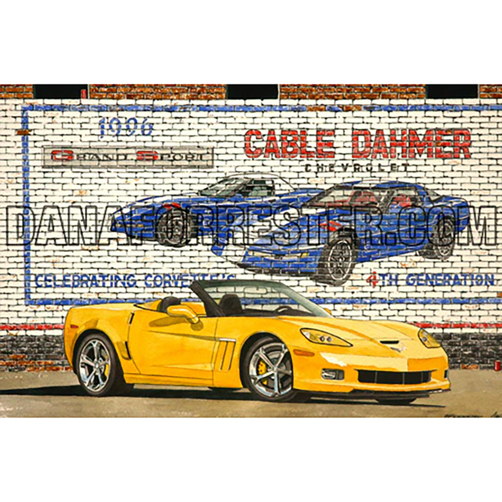 Dana Forrester Corvette Print "Screaming Yellow” - C6 Grand Sport Velocity Yellow