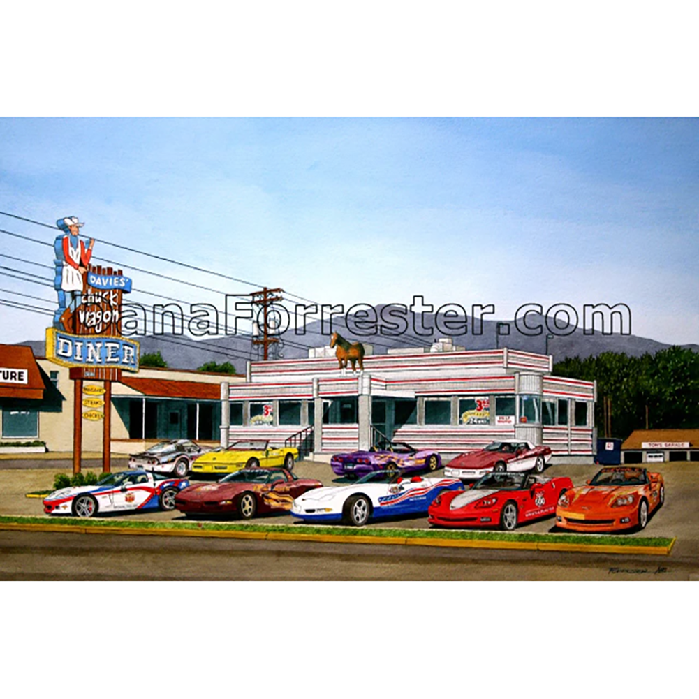 Dana Forrester Corvette Print "Steak & Eggs” - Corvette Pace Cars