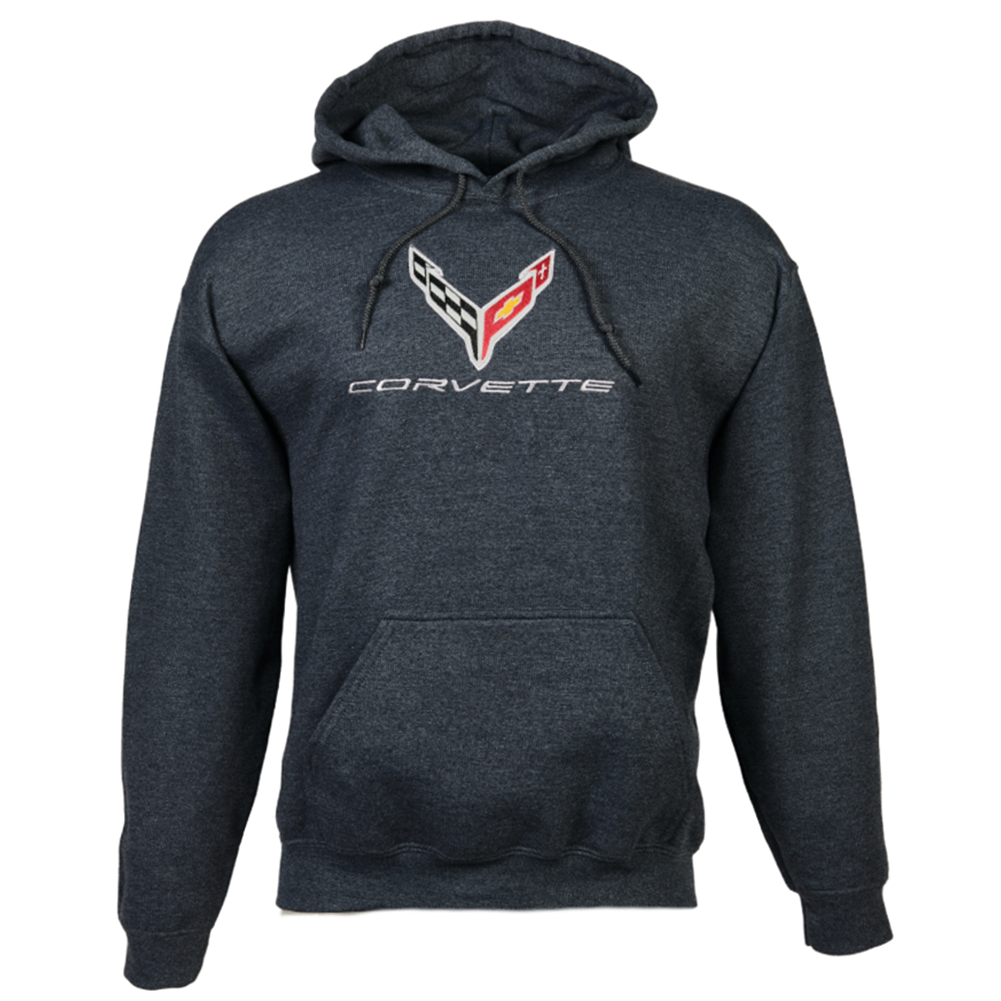 C8 Corvette Hooded Sweatshirt (Charcoal, X-Large)