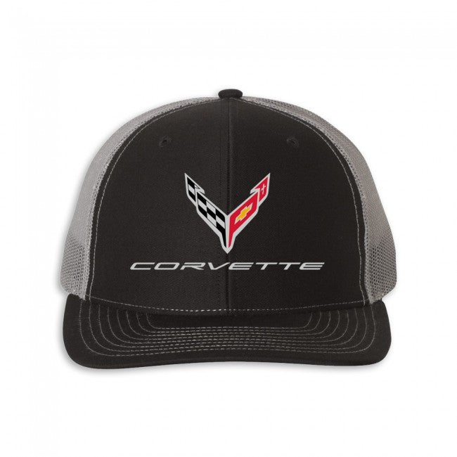 C8 Corvette Mesh-Back Cap : Black / Charcoal