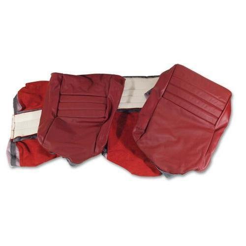 Corvette Leather Seat Covers. Red Leather/Vinyl Original 2-Bolster: 1982