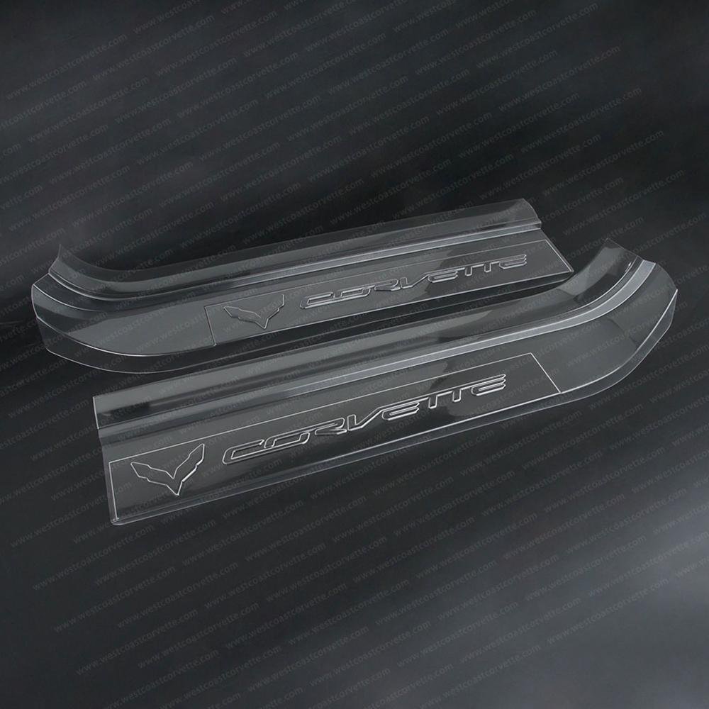 Corvette Embossed Clear Door Sill Protectors : C7 Stingray, Z51, Z06, Grand Sport