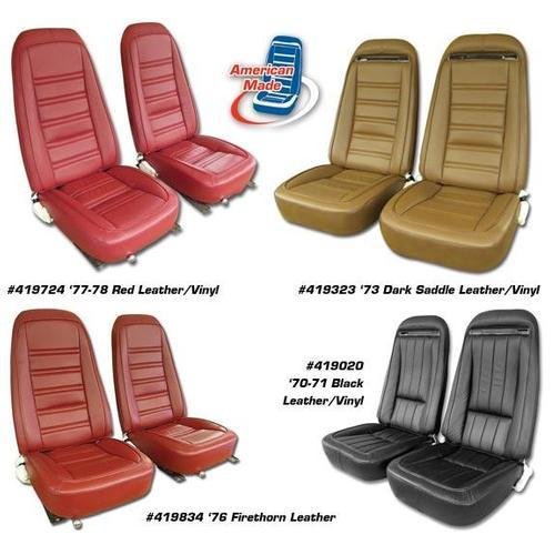 Corvette Leather Seat Covers. Dark Blue Leather/Vinyl Original: 1973-1974