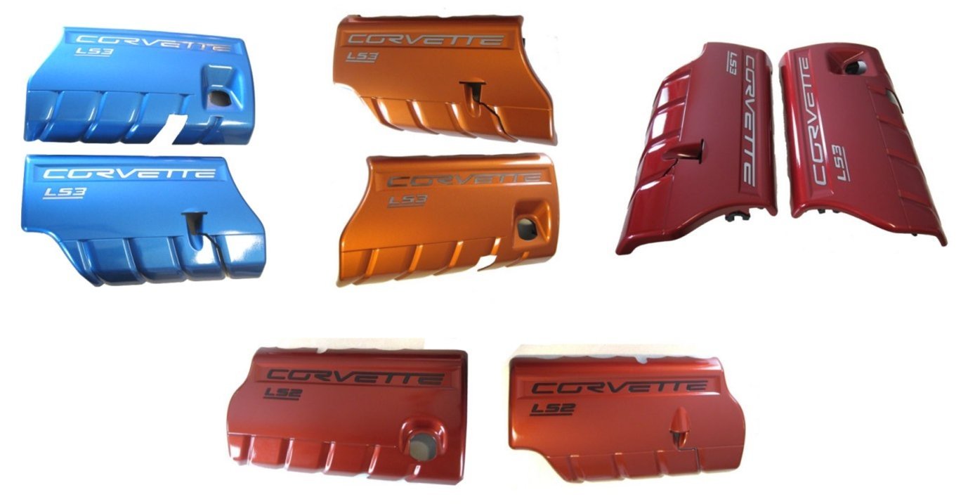 Corvette Fuel Rail Covers - Custom Painted with Colored Lettering : 2006-2013 Z06 LS7